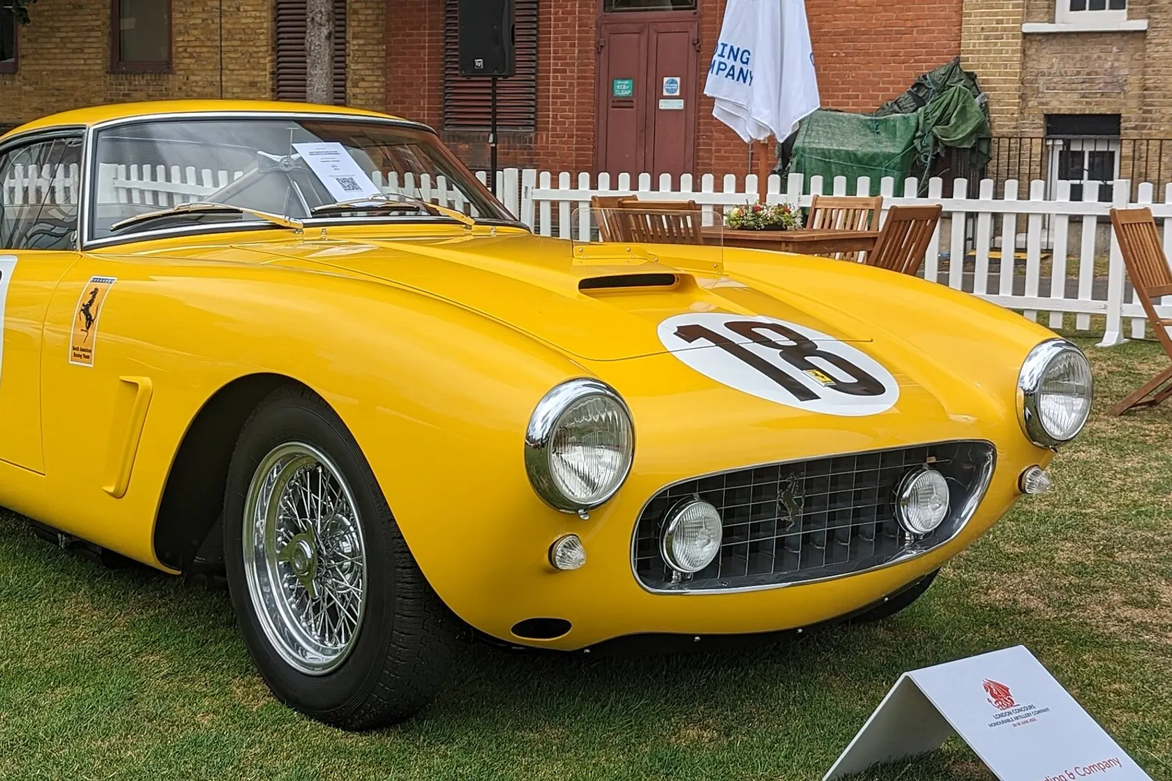 Yellow Ferrari 250 GT short-wheelbase berlinetta, front three-quarter view