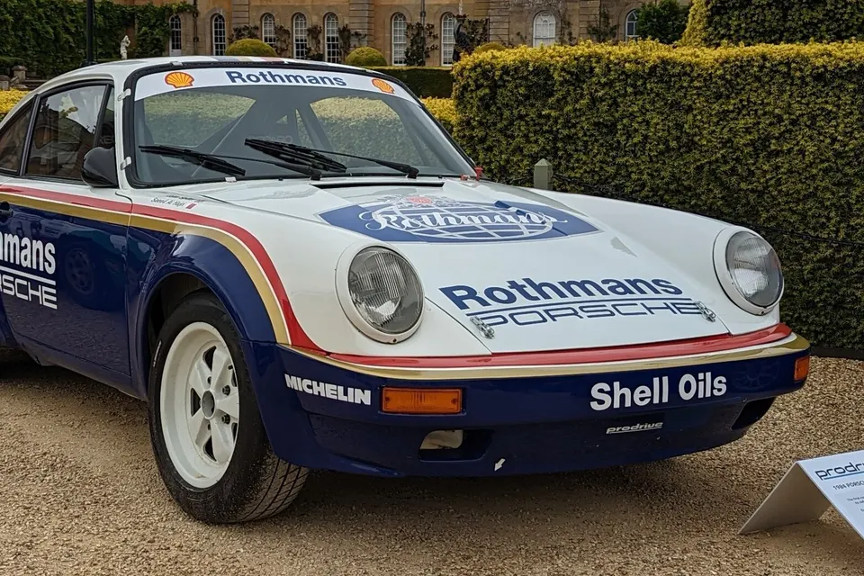 White Porsche 911 SC RS, front three-quarter view
