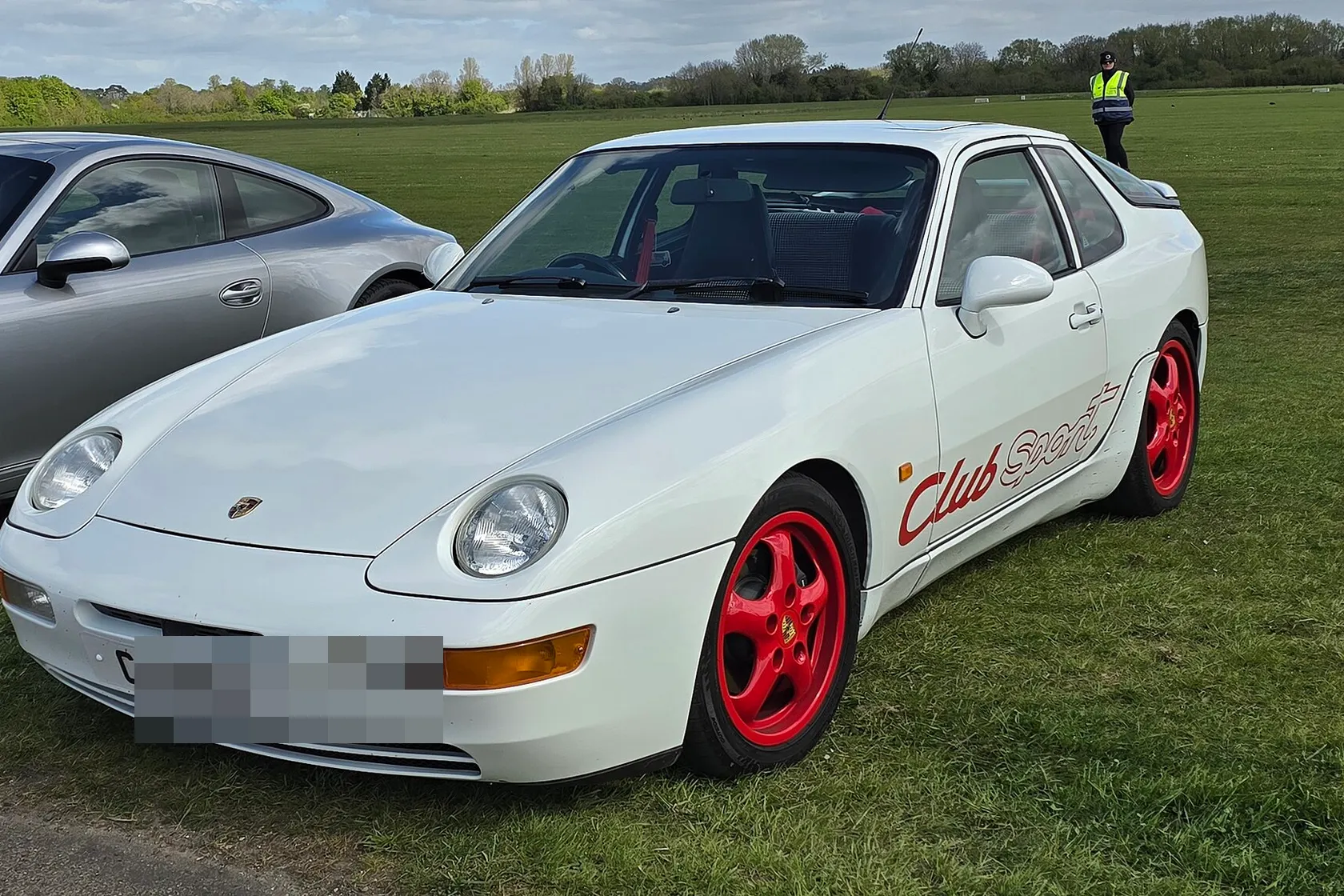 White Porsche 968 Club Sport, front three-quarter view