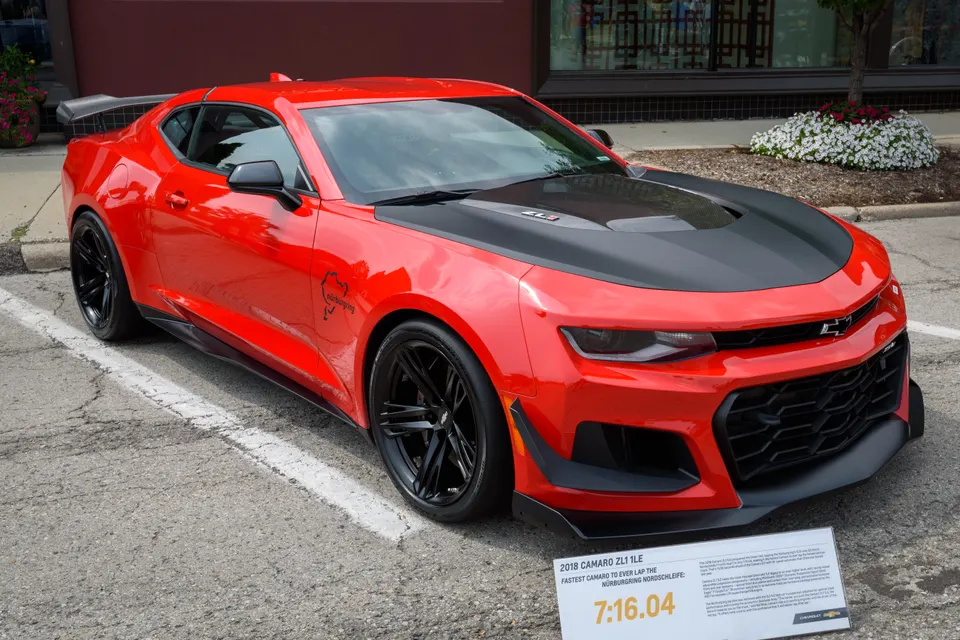 Black 2018 Chevrolet Camaro ZL1 1LE in front three-quarter view