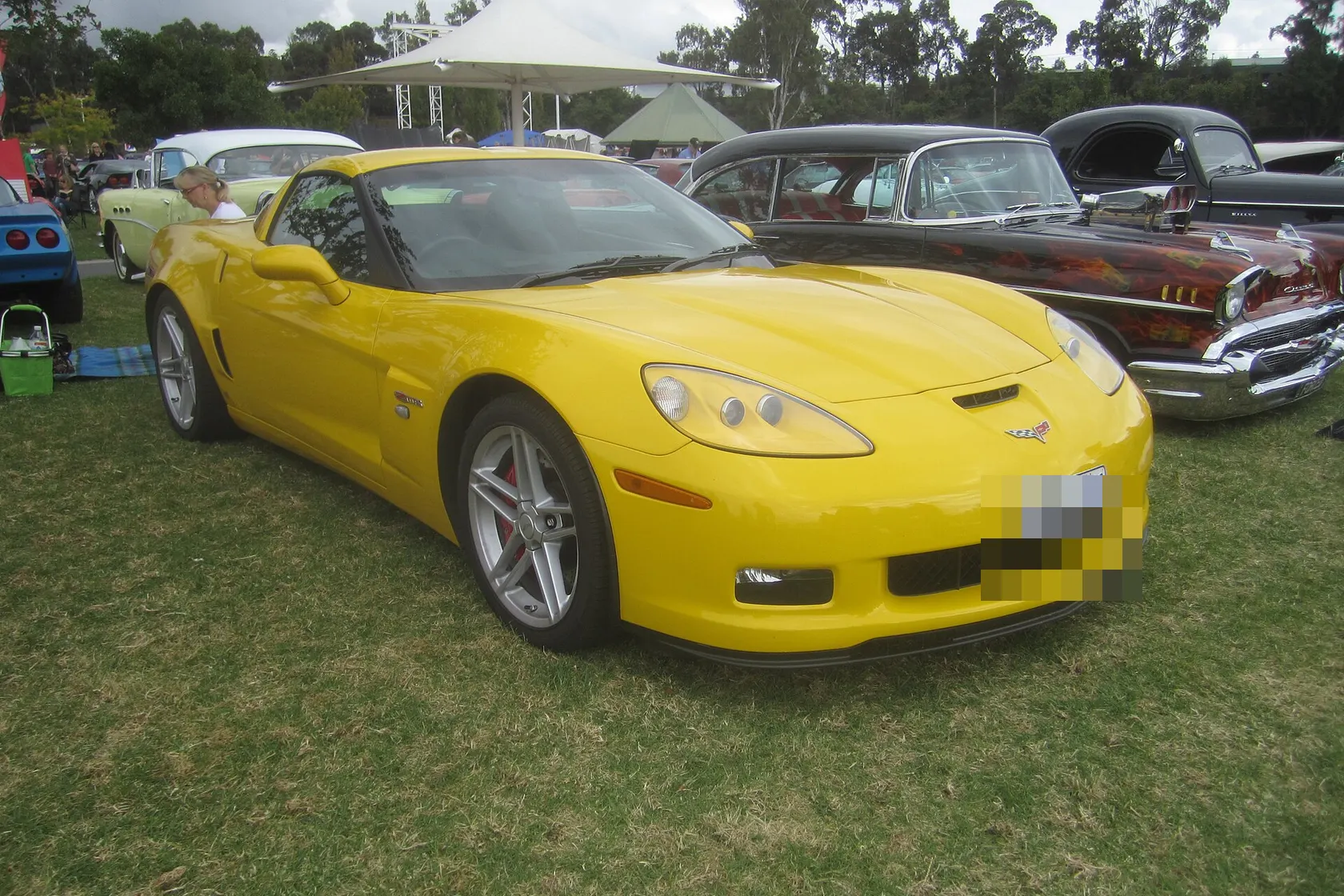Yellow 2006 Chevrolet Corvette C6 Z06 in front three-quarter view