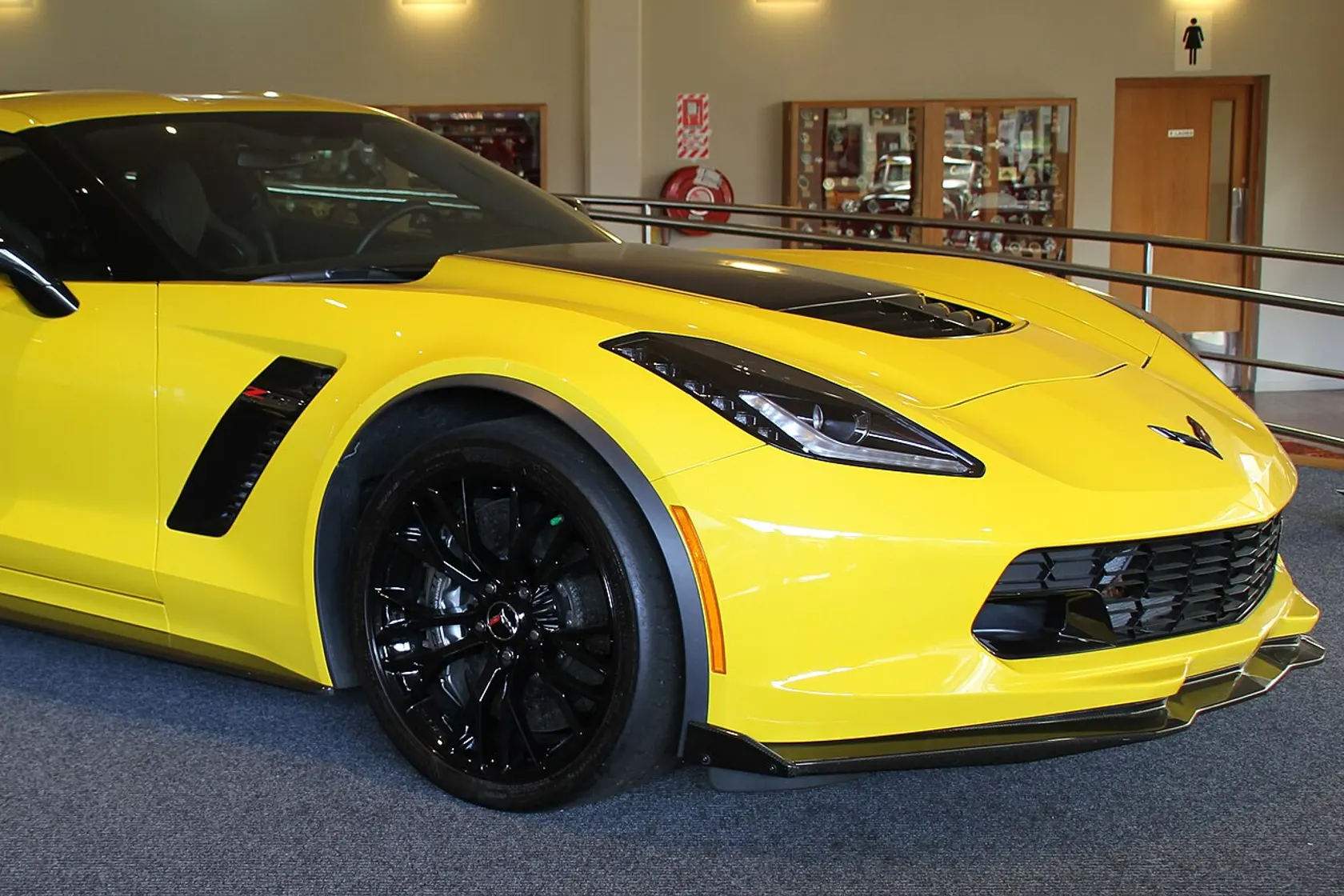 Yellow 2015 Chevrolet Corvette C7 Z06 in front three-quarter view