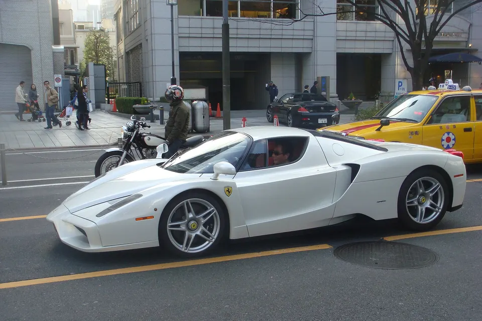 White Ferrari Enzo photographed in Omotesando, Tokyo