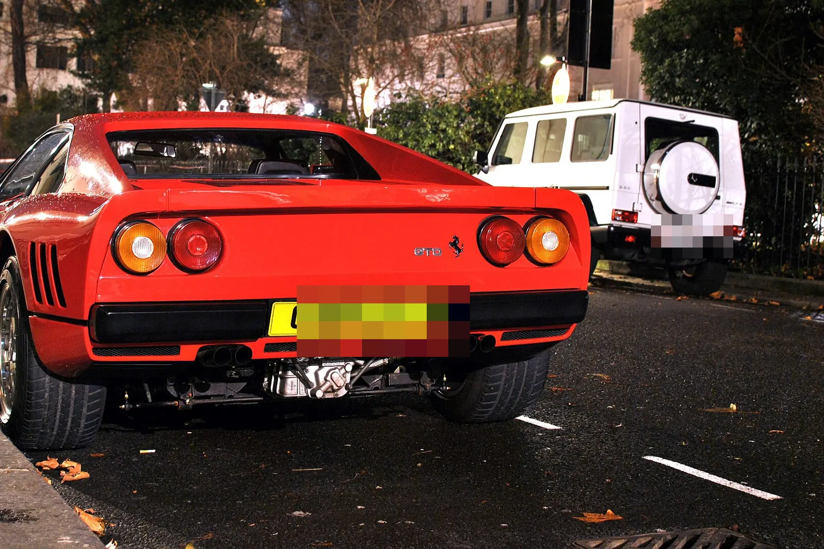 Red Ferrari GTO photographed in Belgravia, London