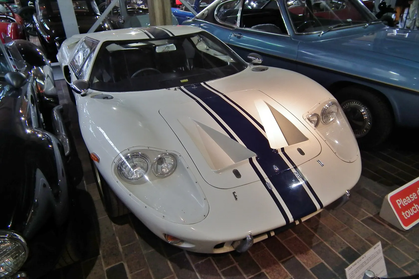 Silver 1968 Ford GT40 Mk III displayed at Beaulieu