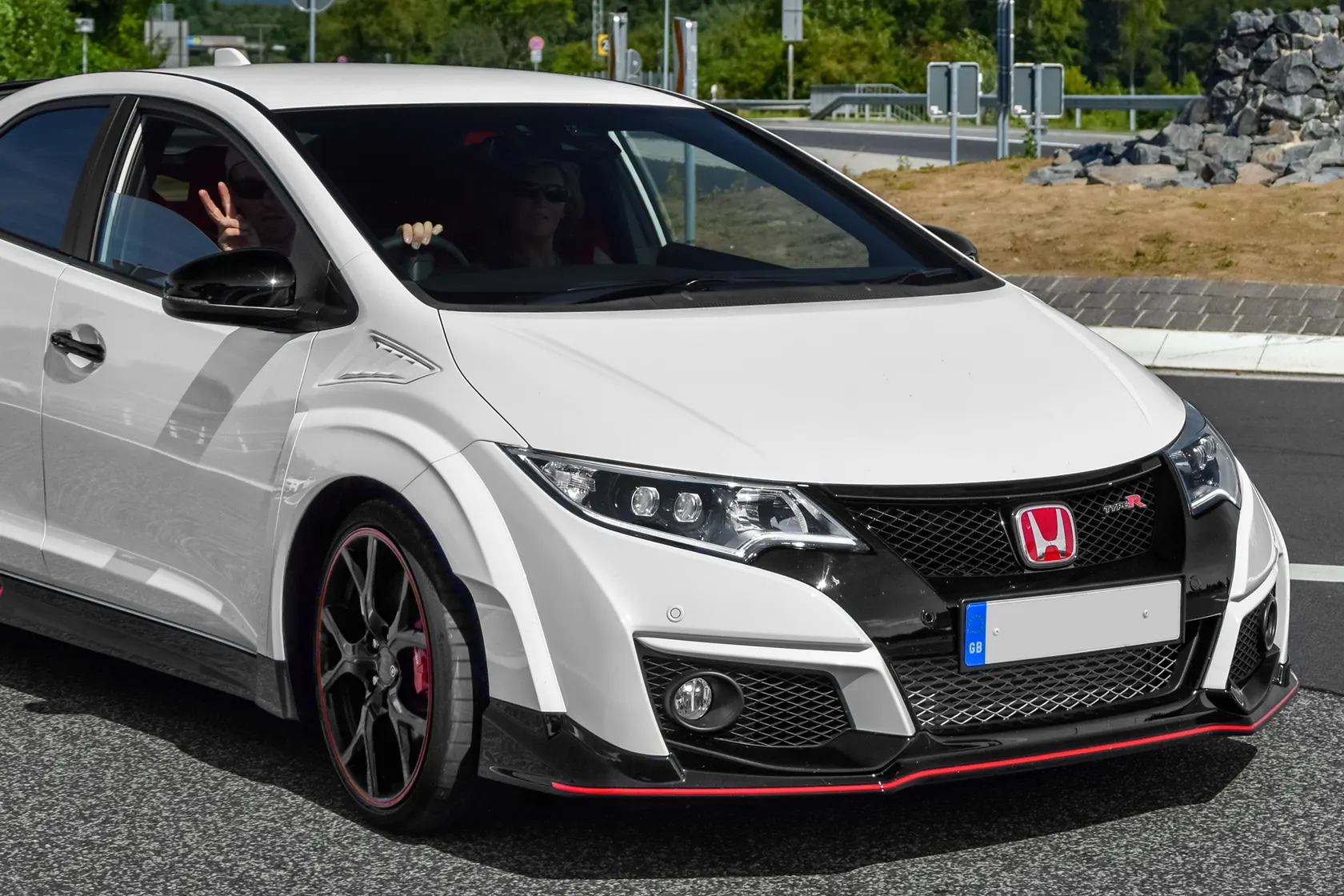 White Honda Civic Type R FK2 in front three-quarter view