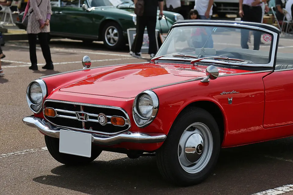Red 1966 Honda S800 roadster in front three-quarter view