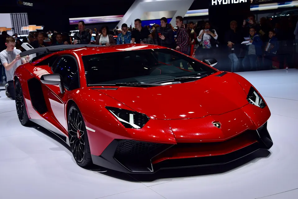 Yellow Lamborghini Aventador SV, front three-quarter view