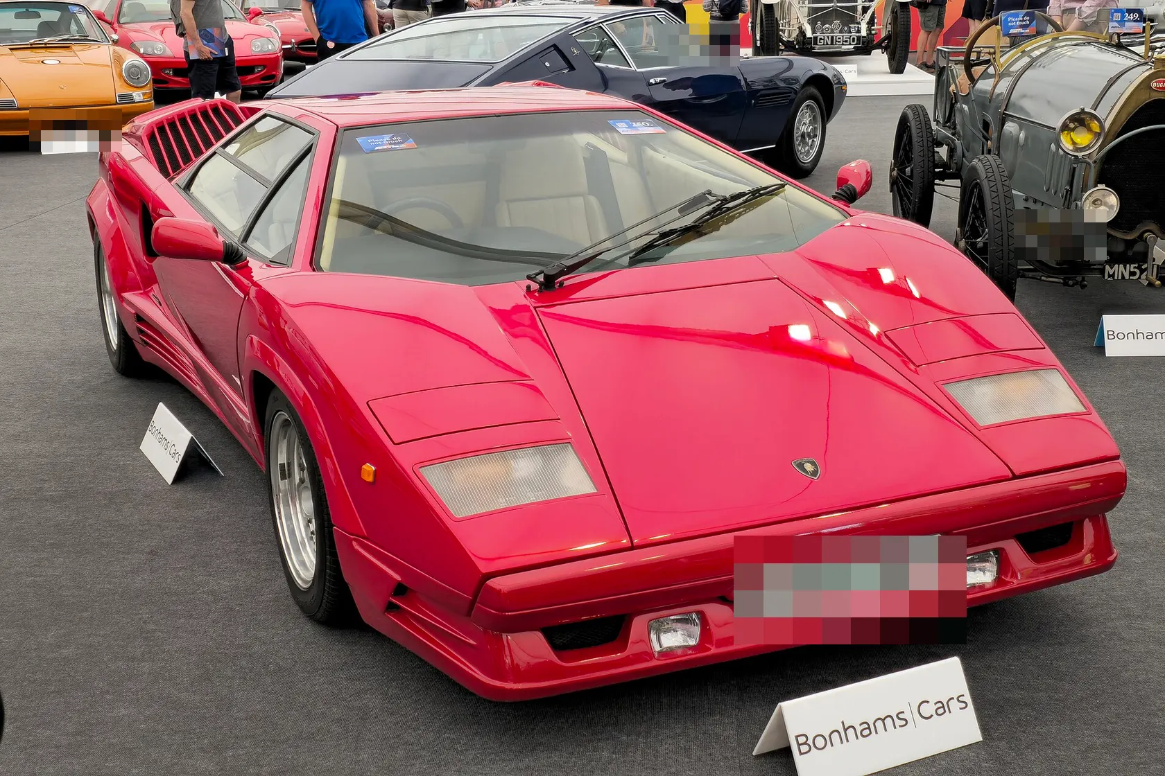 Red Lamborghini Countach 25th Anniversary, front three-quarter view