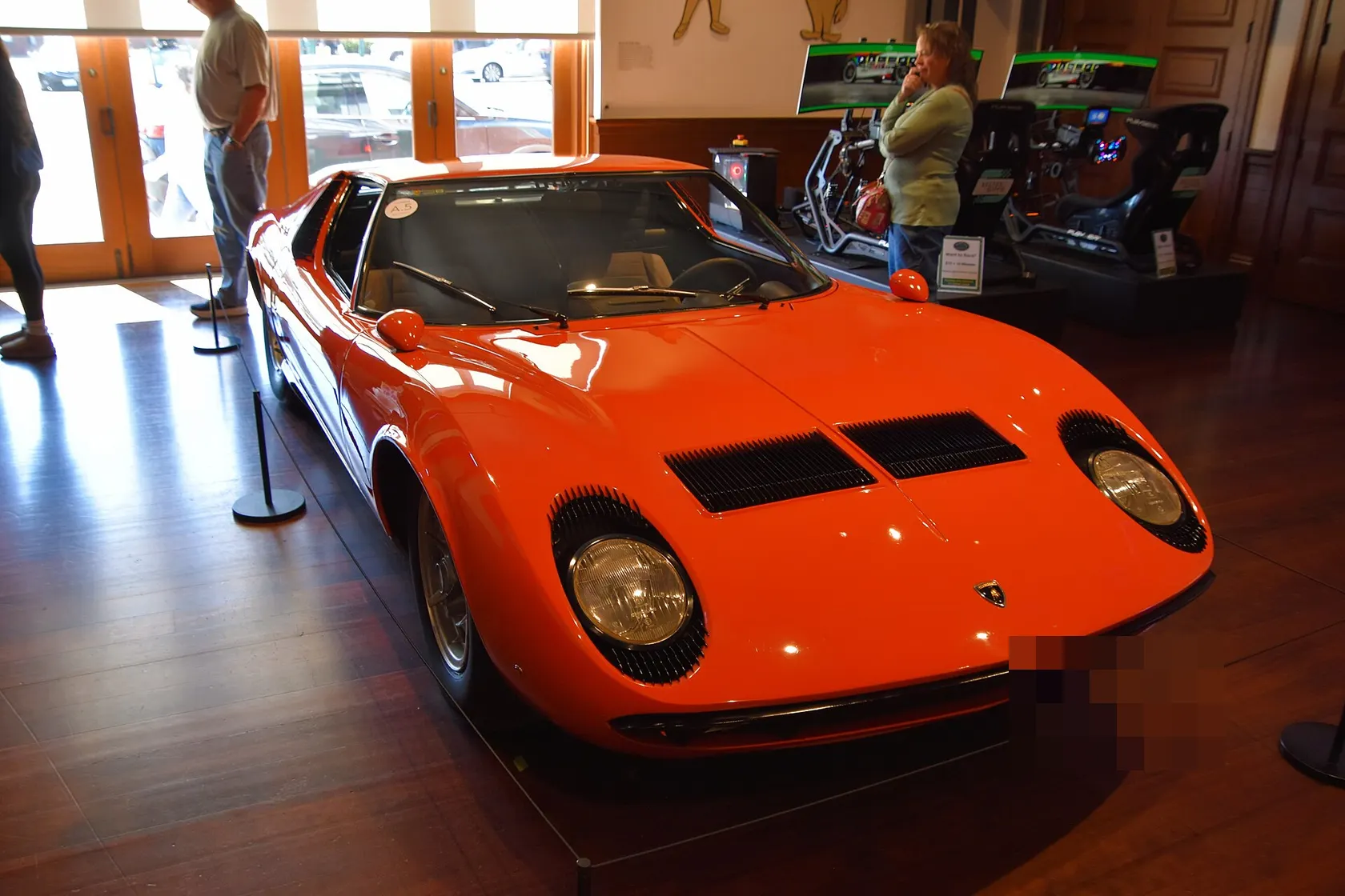 Red 1967 Lamborghini Miura P400 viewed from the front quarter