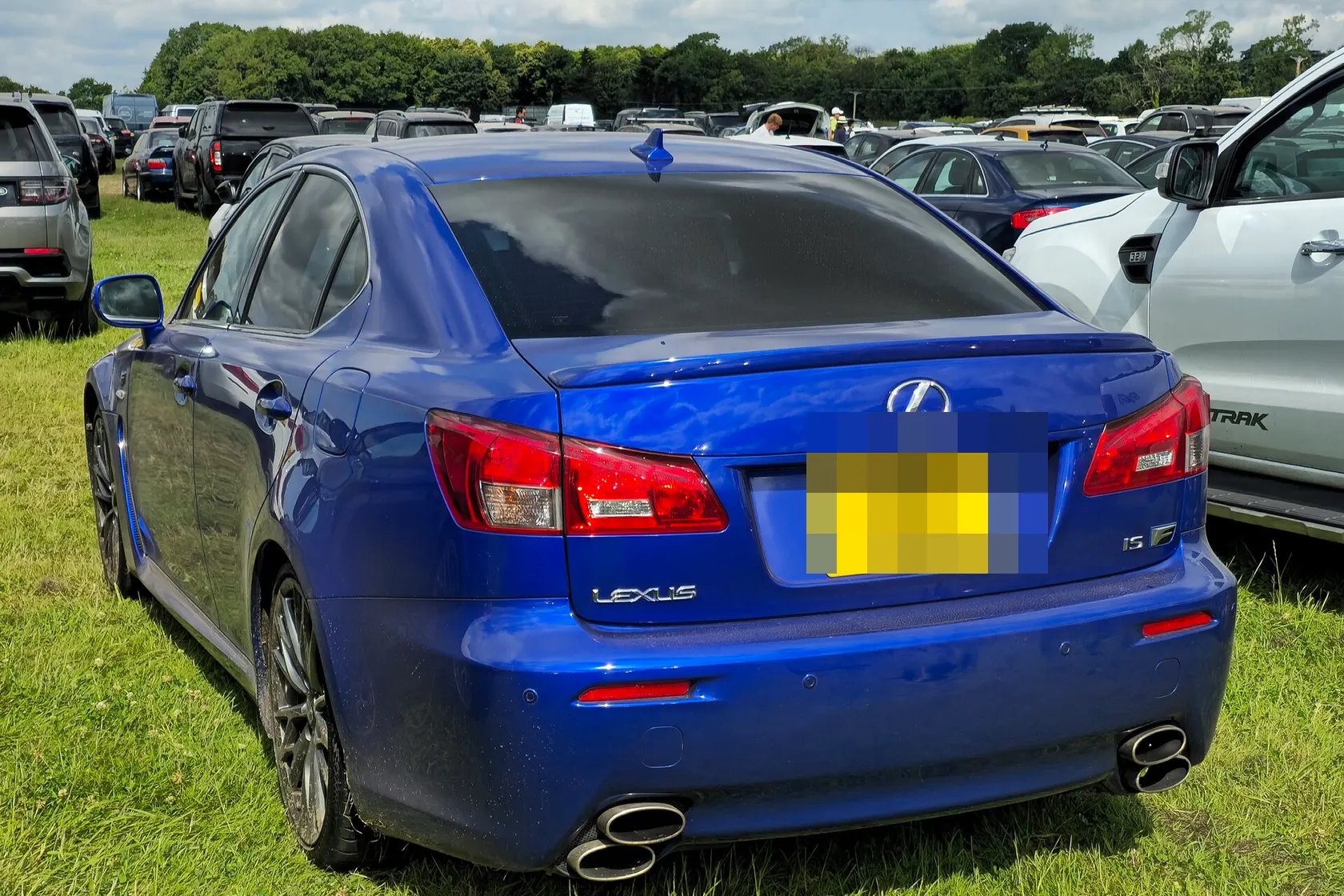Blue Lexus IS F, front three-quarter view