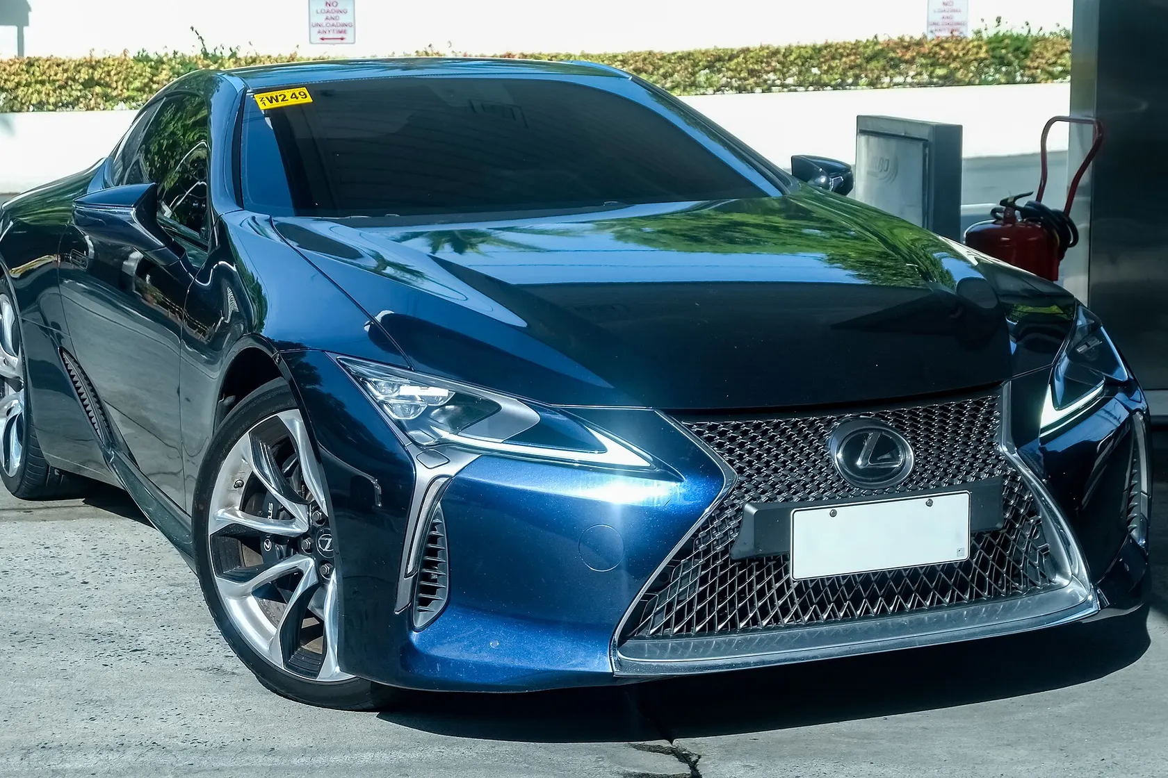 Blue Lexus LC 500, front three-quarter view
