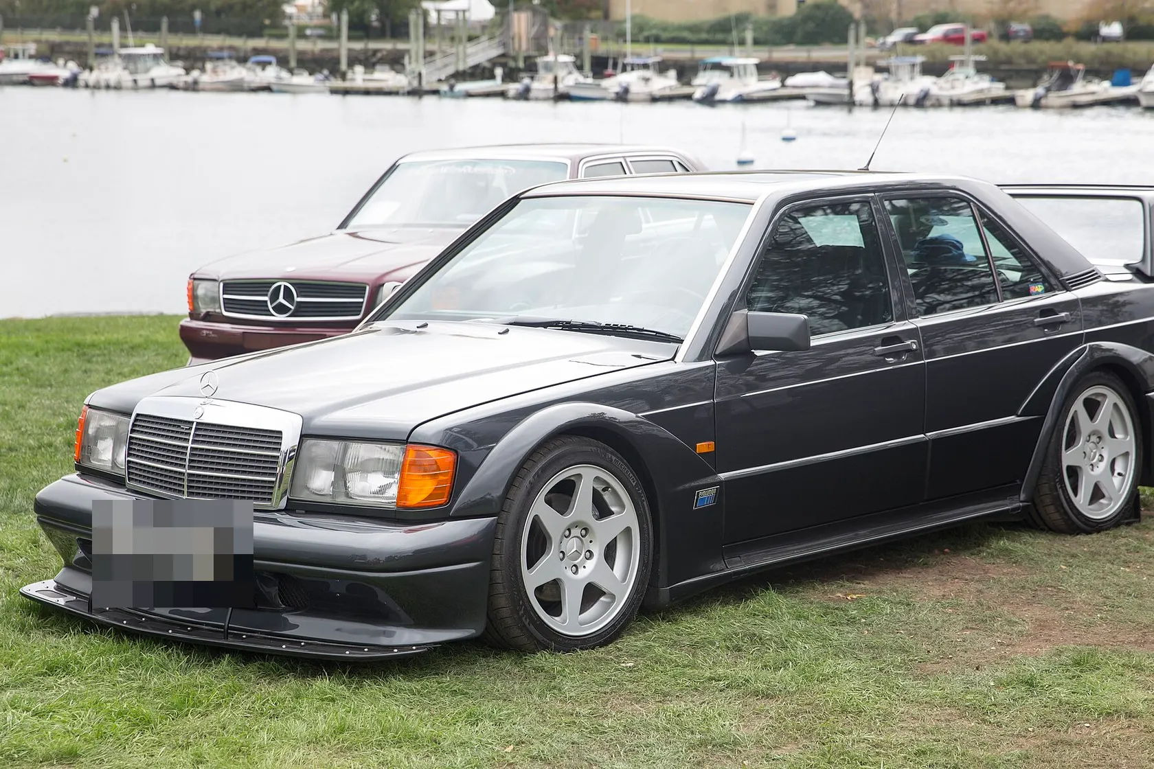 Black Mercedes-Benz 190 E 2.5-16 Evolution II, front three-quarter view