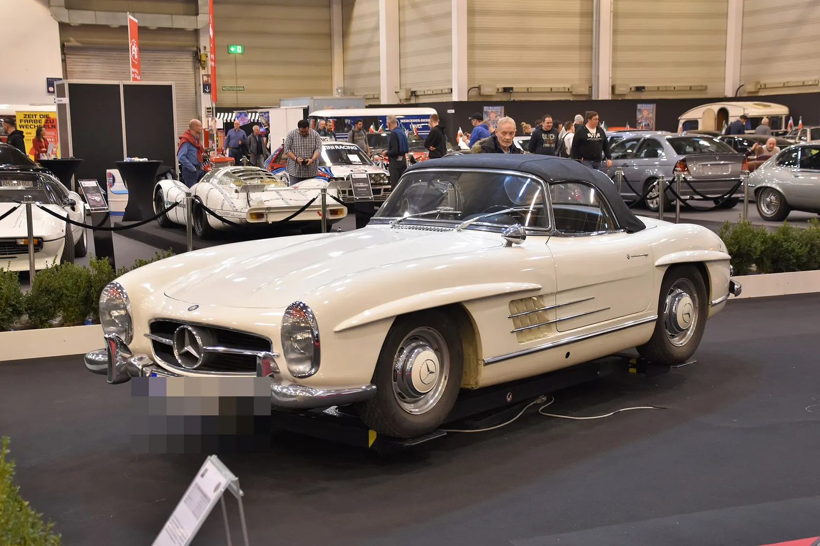 Silver Mercedes-Benz 300 SL Roadster, front three-quarter view