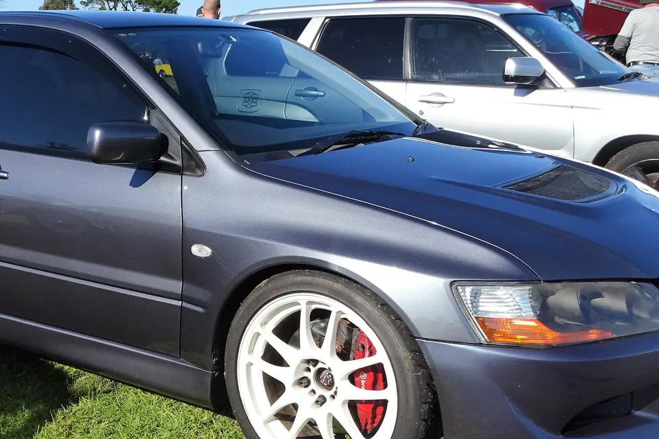 Mitsubishi Lancer Evolution VIII MR CT9A in front three-quarter view; visible exterior equipment may differ from factory specification