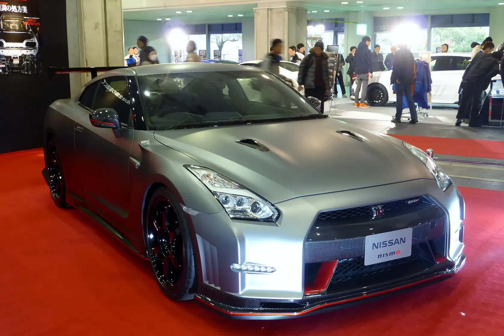 White Nissan GT-R Nismo R35 displayed at Osaka Auto Messe