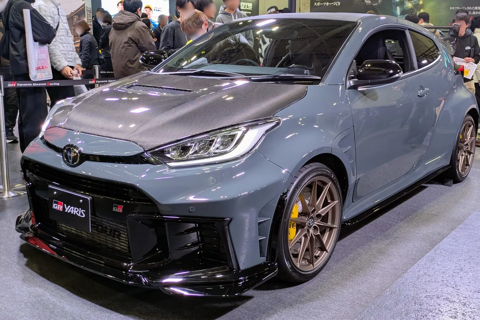 Toyota GR Yaris MORIZO RR development display car in front three-quarter view